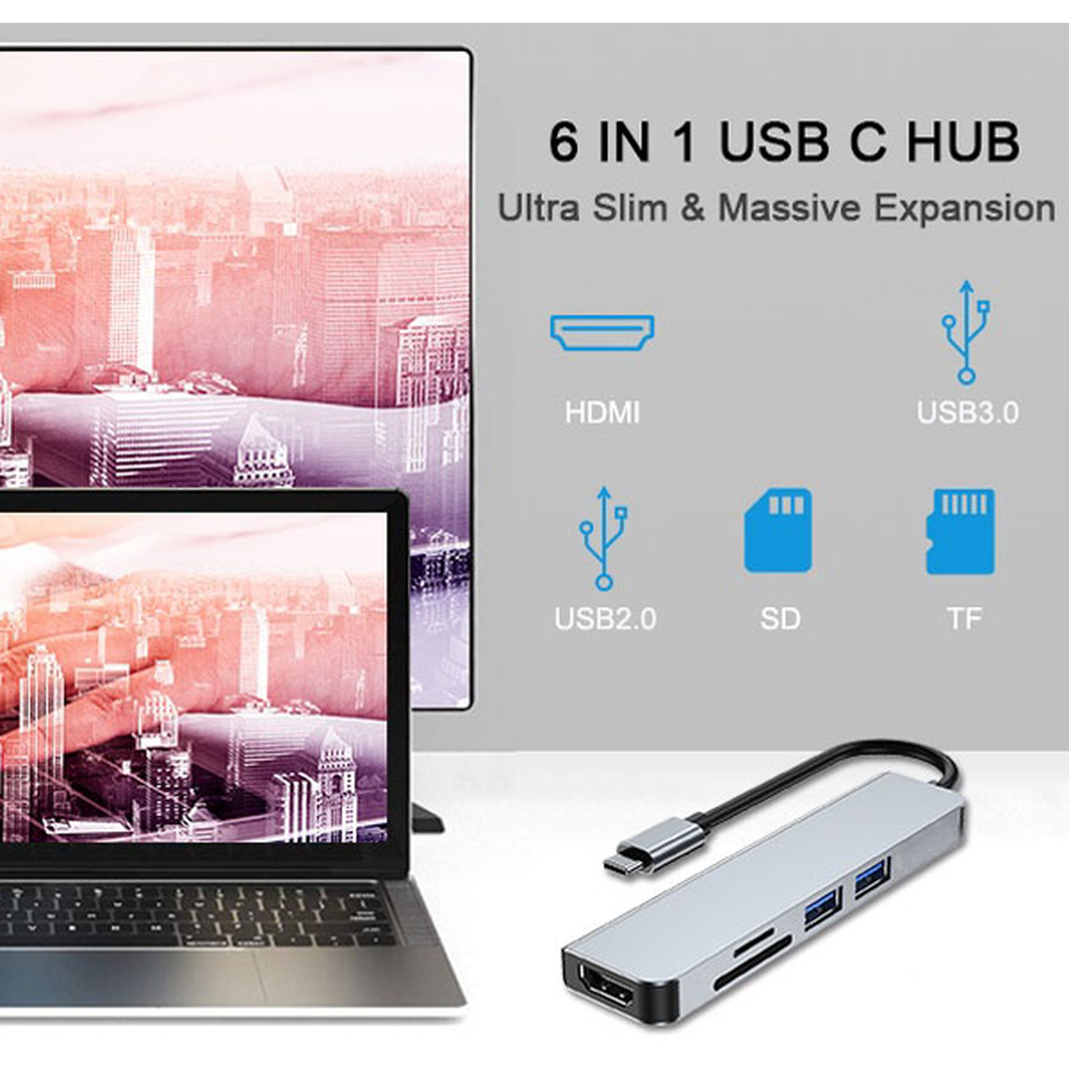 Station D&rsquo;accueil Vidvie Hub03 6in1 Type C