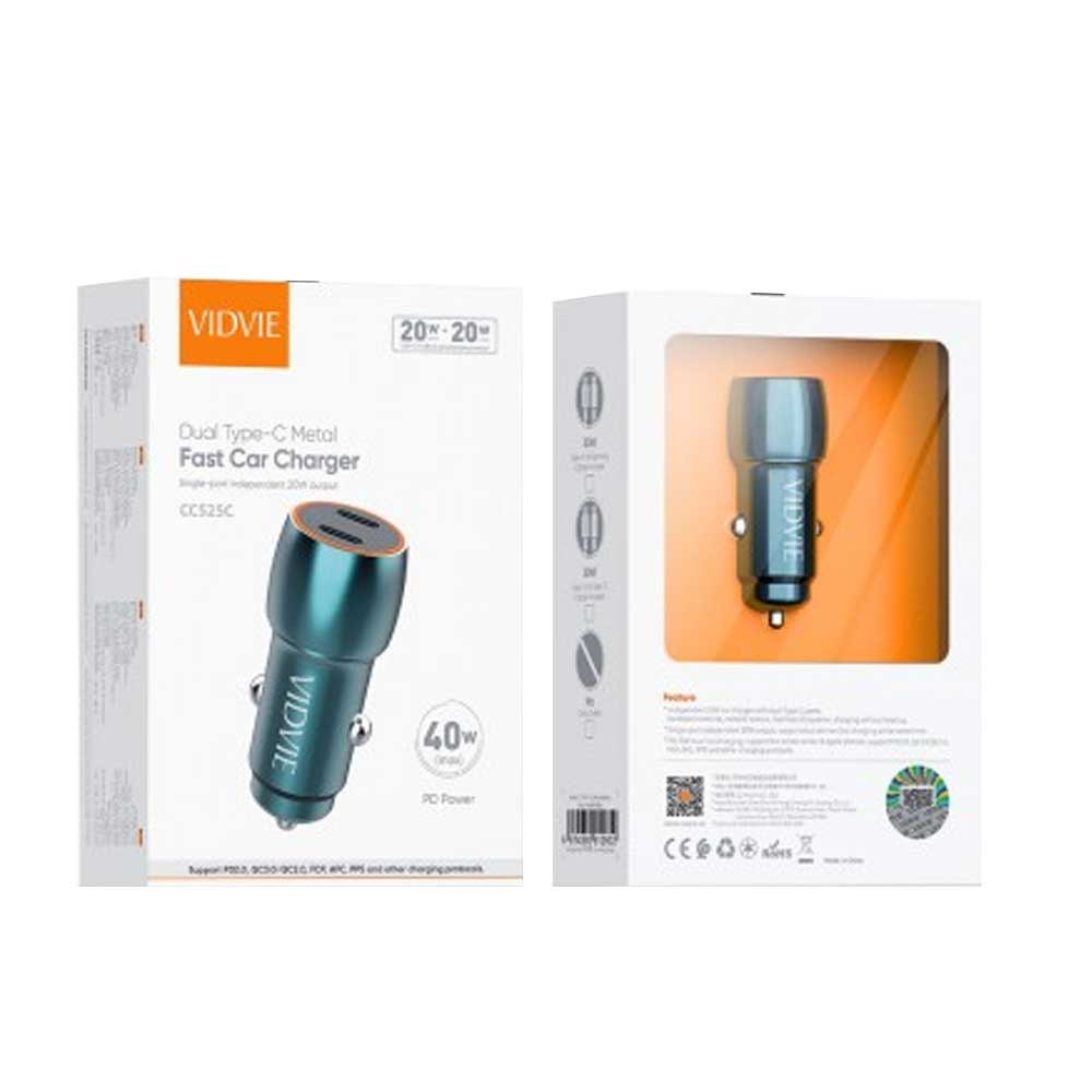 Chargeur Vidvie Pour V&eacute;hicule 40w Tipo-c Cc525c