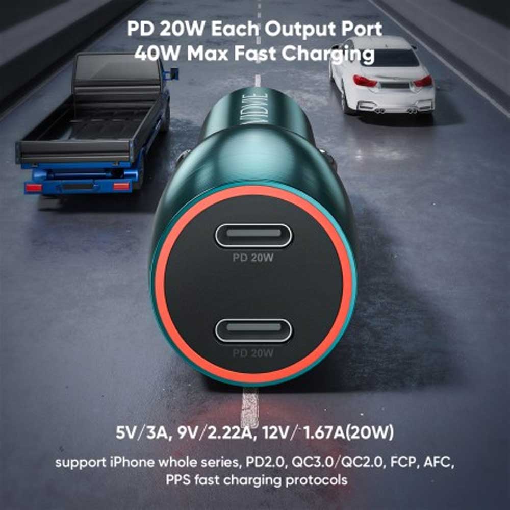 Chargeur Vidvie Pour V&eacute;hicule 40w Tipo-c Cc525c