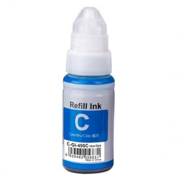Bouteille D'encre Adaptable Canon Gi-490 Cyan