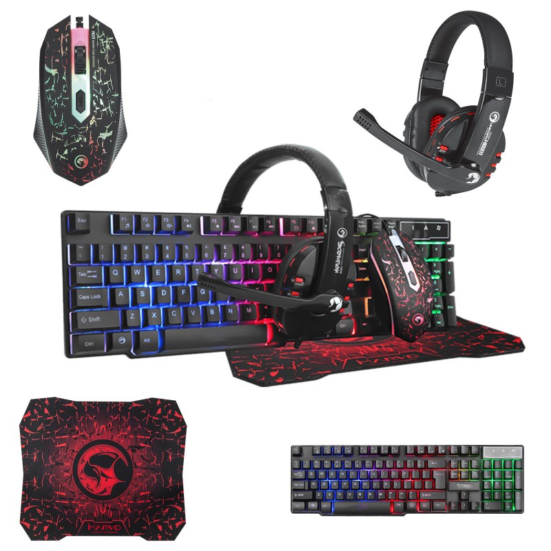 Pack Gaming Macro G301: Clavier + Souris + Casque + Tapis Souris