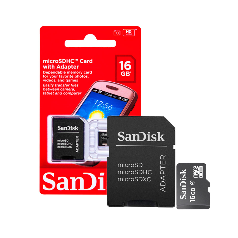 Carte M&eacute;moire Sandisk 16 Go Micro Sdhc Class10 Avec Adaptateur