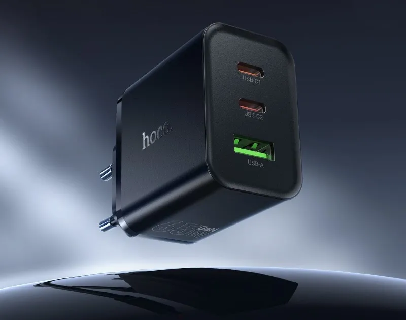 Chargeur HOCO N75 65W GaN USB-C PD + USB-A Rapide