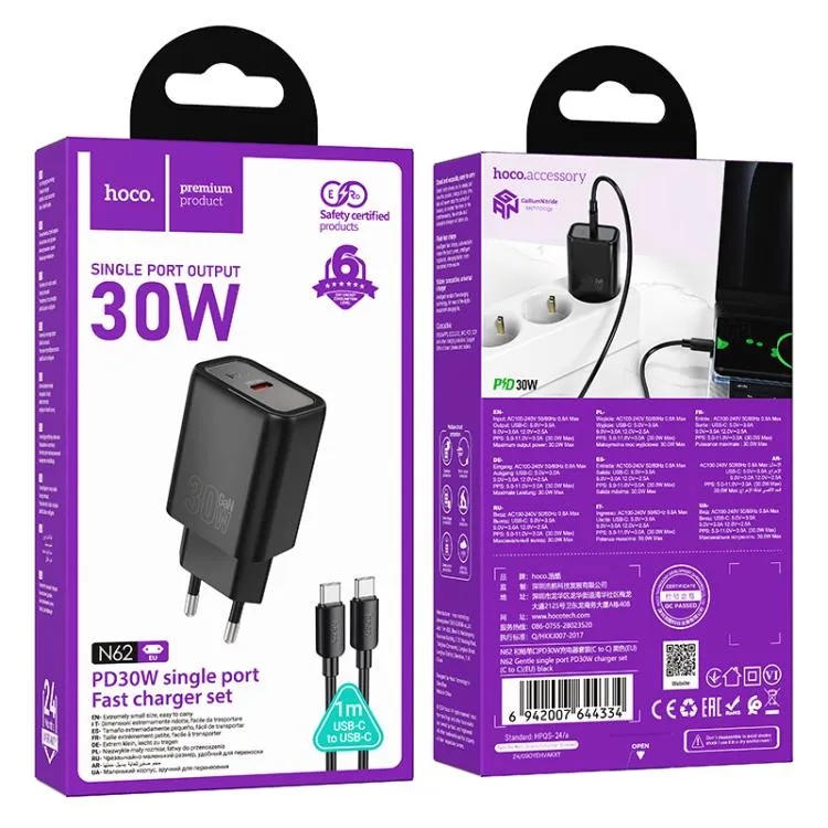 Chargeur HOCO N62 30W | USB-C Charge Rapide