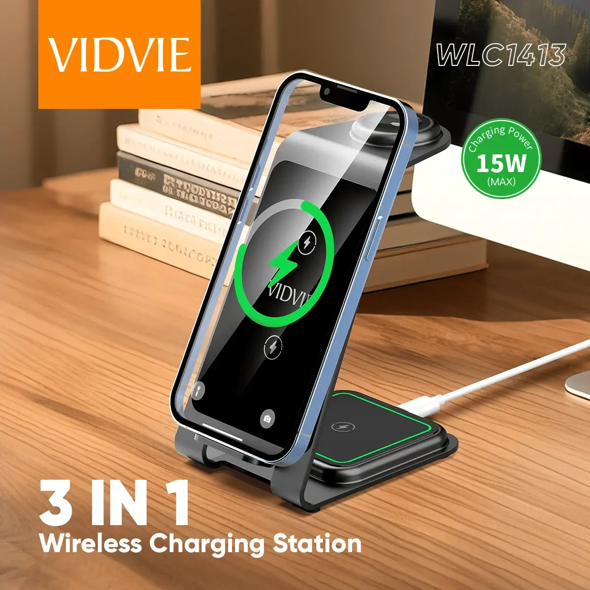 Chargeur Sans Fil Vidvie WLC1413 3-en-1 15W Magnétique