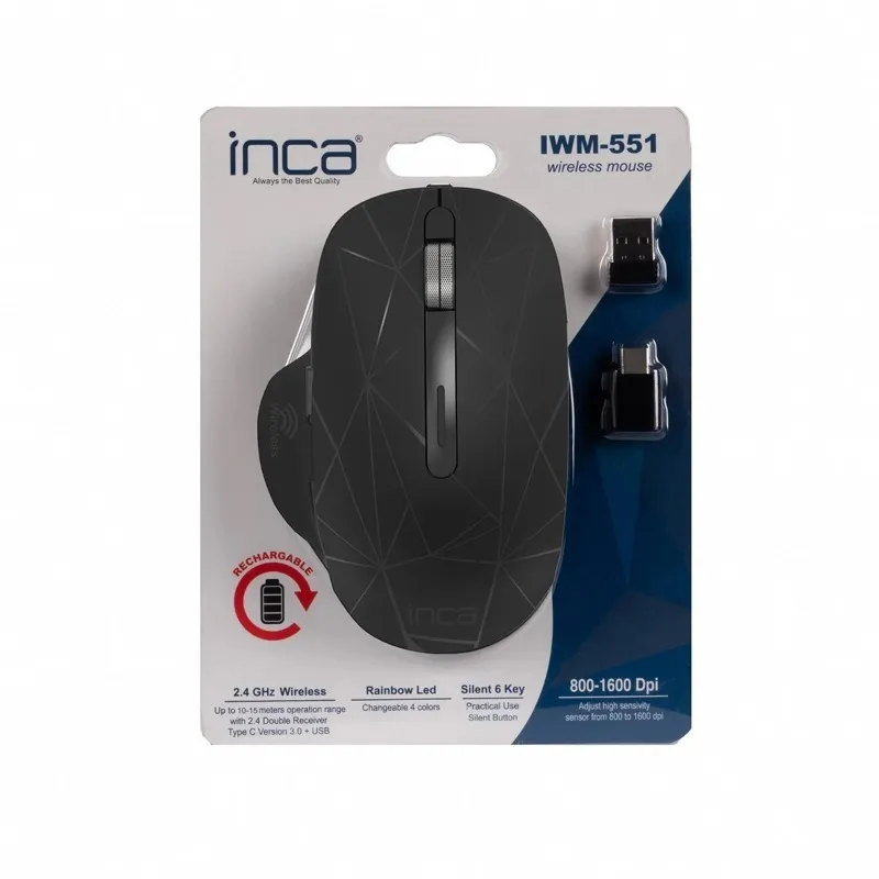 Souris INCA IWM-551 Sans Fil Rechargeable RGB 1600 DPI
