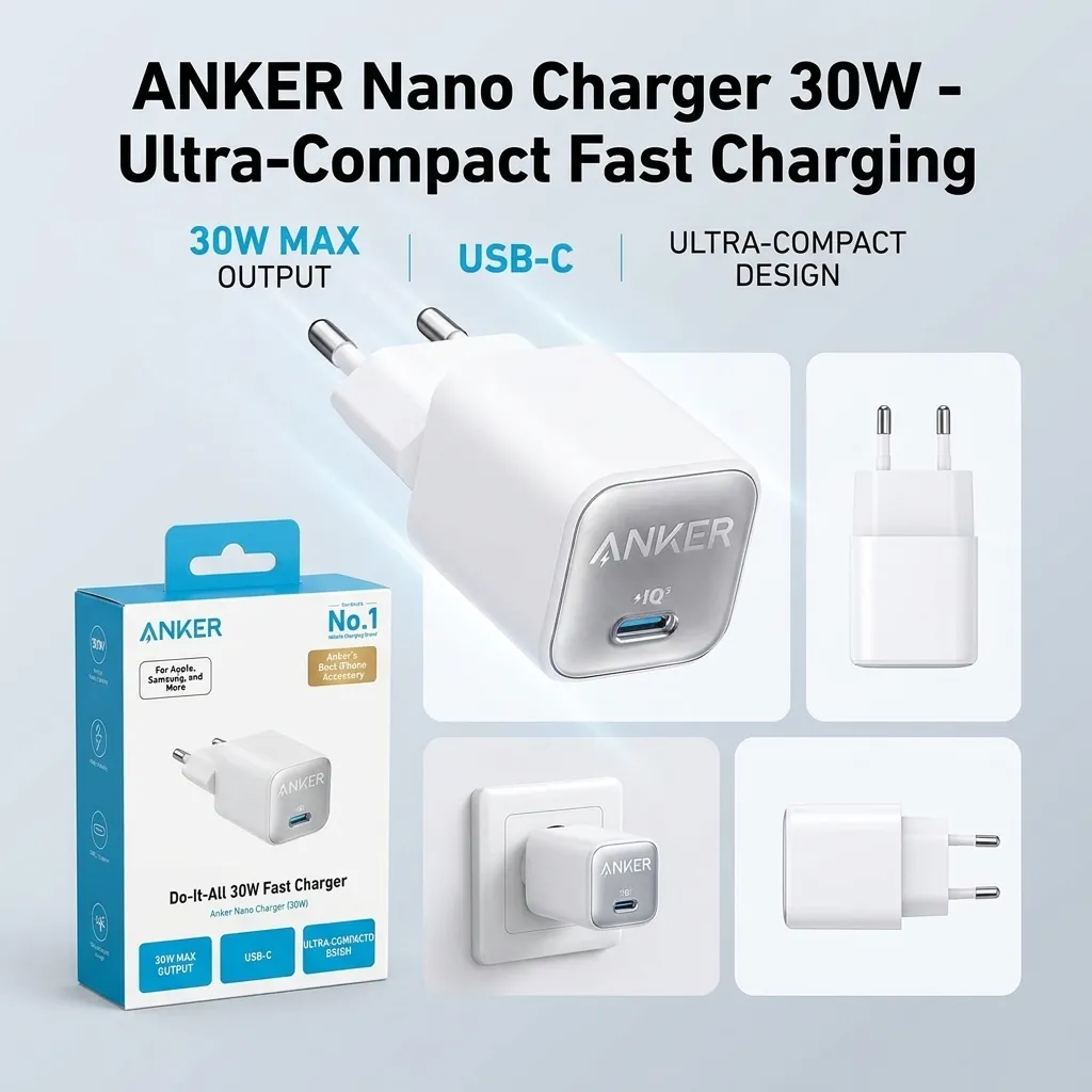 Anker 511 Nano 3 30W A2147 Tunisie &ndash; Chargeur USB-C GaN