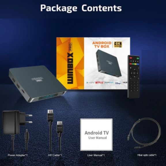 Box Android Tv Winbox 6k 2go 16go + 2 Commande Noir