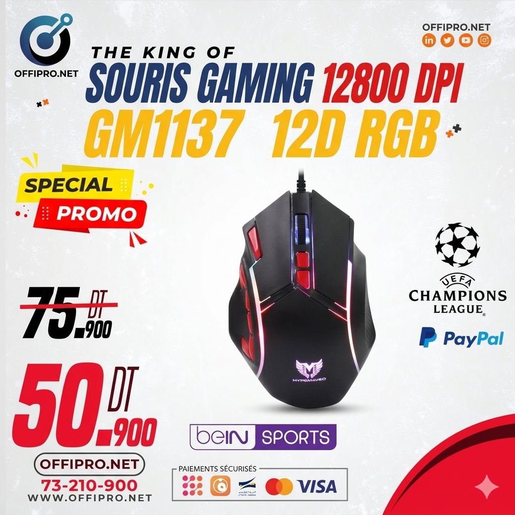 Souris Gaming Gm1137 12d Rgb 12800dpi
