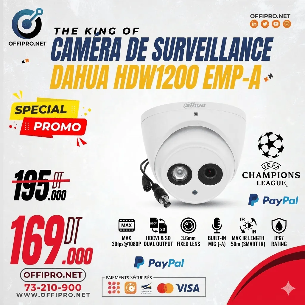 Camera Dahua Dome Hdw1200 Emp-a 50m 3,6 Mm Micro
