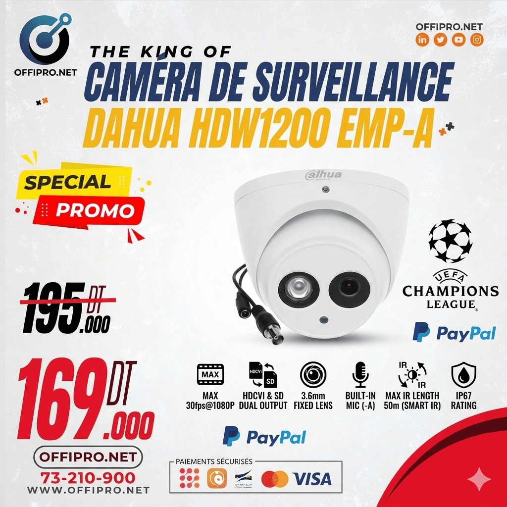 Camera Dahua Dome Hdw1200 Emp-a 50m 3,6 Mm Micro