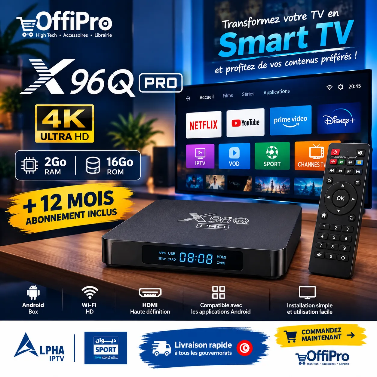 Box Tv Android X96q Pro 4go 32go