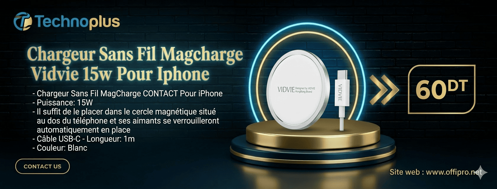 Chargeur Sans Fil Magcharge Vidvie 15w Pour Iphone