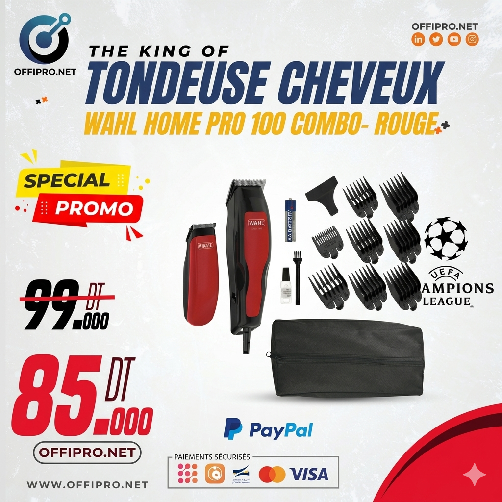 Tondeuse Cheveux Wahl Home Pro 100 Combo-rouge