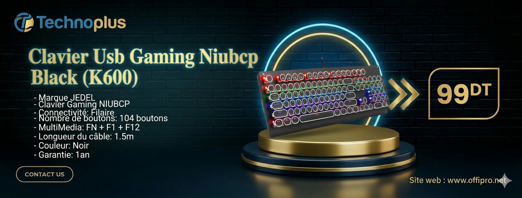 Clavier Usb Gaming Niubcp Black (K600)